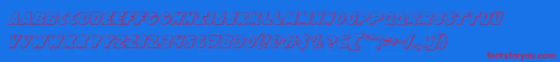 Flyingleatherv23D Font – Red Fonts on Blue Background