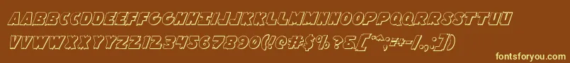 Flyingleatherv23D Font – Yellow Fonts on Brown Background