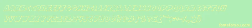 Flyingleatherv23D Font – Yellow Fonts on Green Background