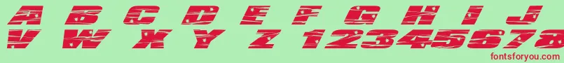 LhfActionMovie-fontti – punaiset fontit vihreällä taustalla