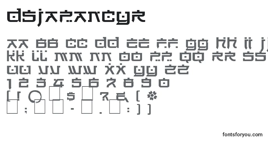 A fonte Dsjapancyr – alfabeto, números, caracteres especiais