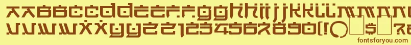 フォントDsjapancyr – 茶色の文字が黄色の背景にあります。