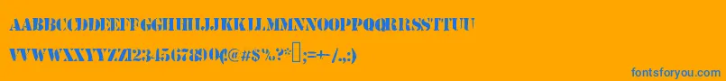 Armystamp Font – Blue Fonts on Orange Background