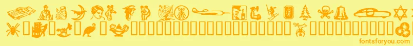 フォントDingiesHeavy – オレンジの文字が黄色の背景にあります。
