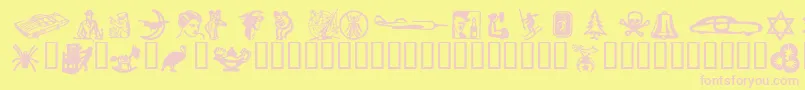DingiesHeavy-fontti – vaaleanpunaiset fontit keltaisella taustalla