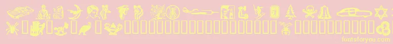 DingiesHeavy-fontti – keltaiset fontit vaaleanpunaisella taustalla