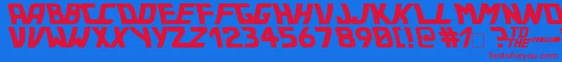 Czcionka Bttf – czerwone czcionki na niebieskim tle