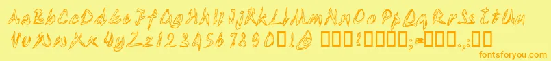 Czcionka Tornupandlovingit – pomarańczowe czcionki na żółtym tle