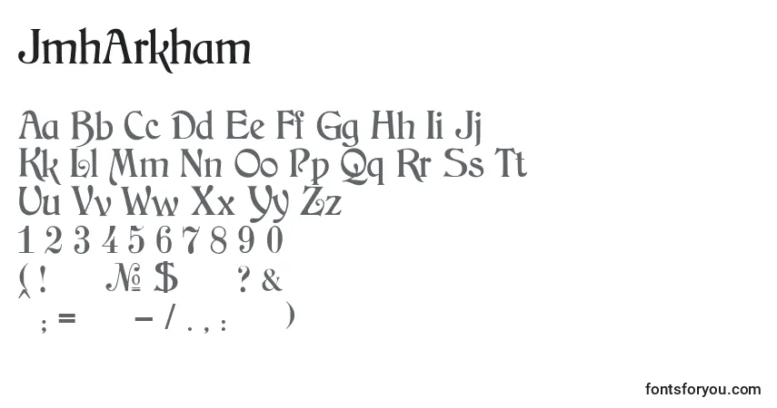 A fonte JmhArkham (88609) – alfabeto, números, caracteres especiais