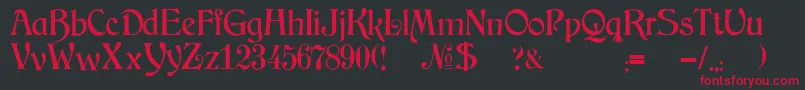 フォントJmhArkham – 黒い背景に赤い文字