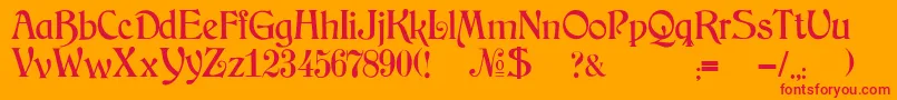フォントJmhArkham – オレンジの背景に赤い文字