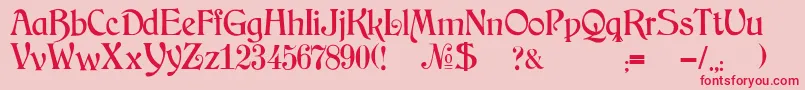 フォントJmhArkham – ピンクの背景に赤い文字