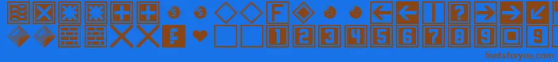 フォントMapperkit – 茶色の文字が青い背景にあります。
