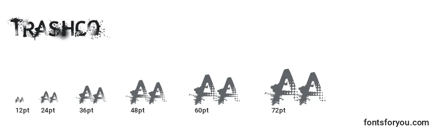 Tamanhos de fonte Trashco