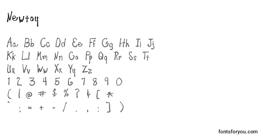 A fonte Newtoy – alfabeto, números, caracteres especiais