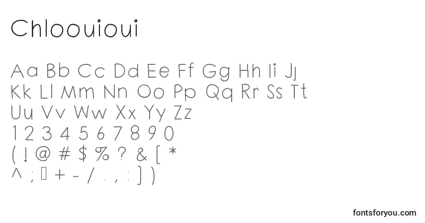 A fonte Chloouioui – alfabeto, números, caracteres especiais