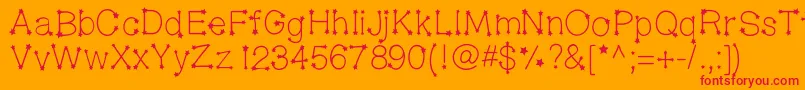 フォントMidnightconstellations – オレンジの背景に赤い文字