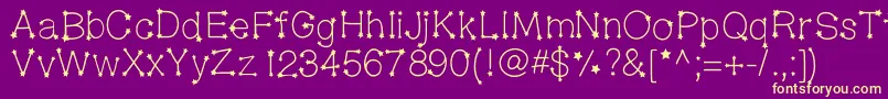 Midnightconstellations-Schriftart – Gelbe Schriften auf violettem Hintergrund
