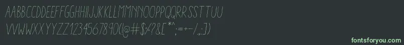 AracneCondensedLightItalic Font – Green Fonts on Black Background
