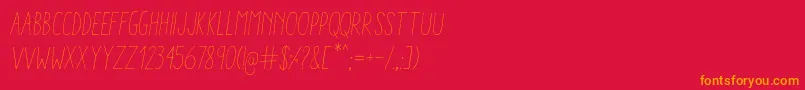 AracneCondensedLightItalic-fontti – oranssit fontit punaisella taustalla