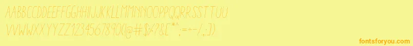 フォントAracneCondensedLightItalic – オレンジの文字が黄色の背景にあります。