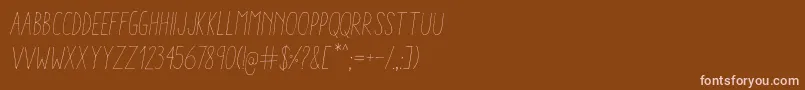Fonte AracneCondensedLightItalic – fontes rosa em um fundo marrom