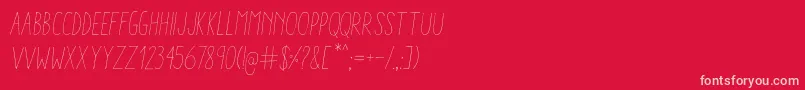 AracneCondensedLightItalic-fontti – vaaleanpunaiset fontit punaisella taustalla
