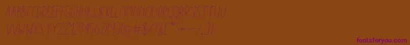 AracneCondensedLightItalic-fontti – violetit fontit ruskealla taustalla
