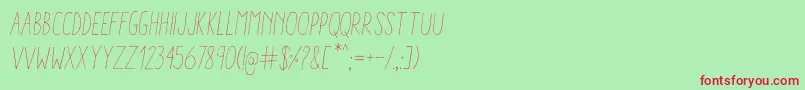 フォントAracneCondensedLightItalic – 赤い文字の緑の背景