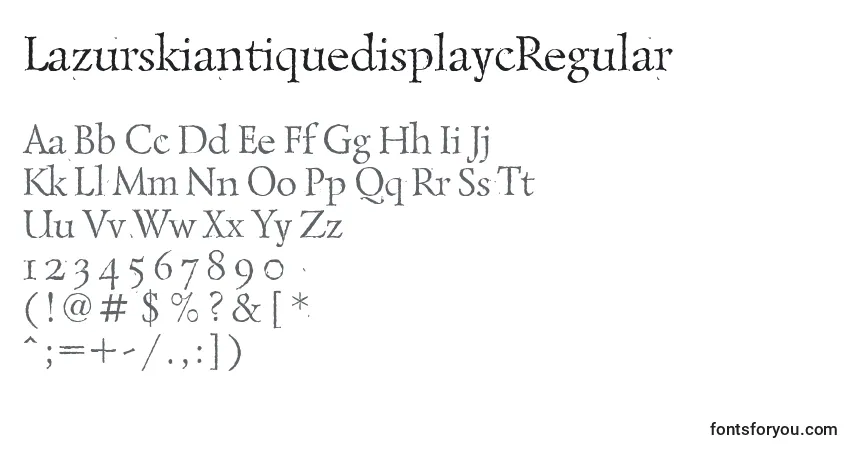 Czcionka LazurskiantiquedisplaycRegular – alfabet, cyfry, specjalne znaki