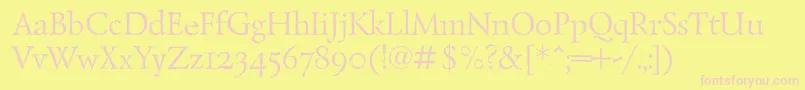 Fonte LazurskiantiquedisplaycRegular – fontes rosa em um fundo amarelo
