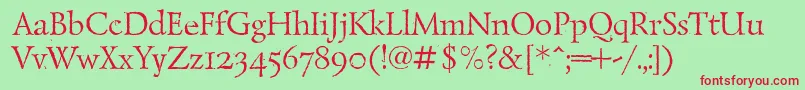 LazurskiantiquedisplaycRegular Font – Red Fonts on Green Background