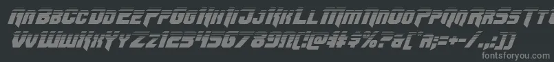 Omegaforcetwoital12-fontti – harmaat kirjasimet mustalla taustalla
