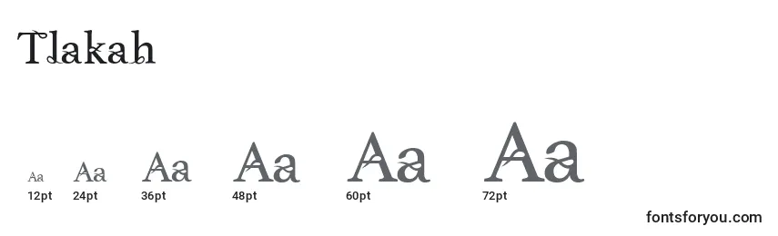 Размеры шрифта Tlakah