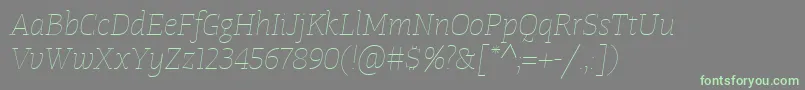 TangerserifmediumulUltralightitalic-fontti – vihreät fontit harmaalla taustalla