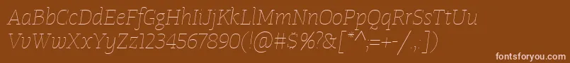 Czcionka TangerserifmediumulUltralightitalic – różowe czcionki na brązowym tle
