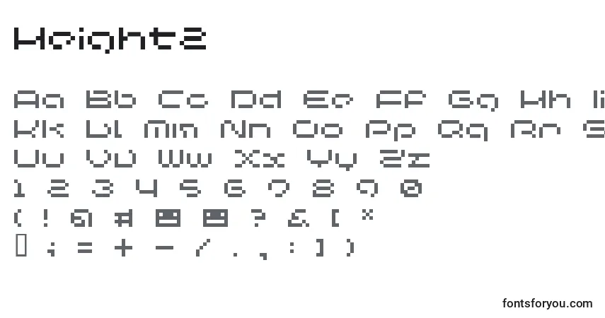 Czcionka Height2 – alfabet, cyfry, specjalne znaki