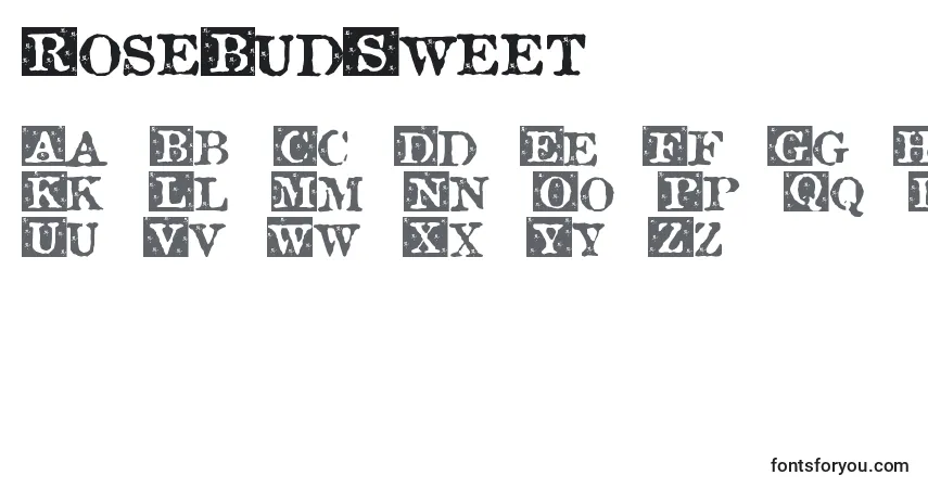 Schriftart RoseBudSweet – Alphabet, Zahlen, spezielle Symbole