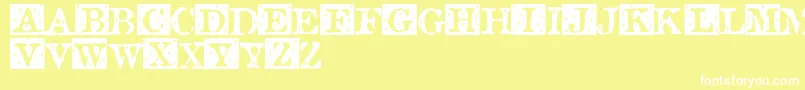 RoseBudSweet-Schriftart – Weiße Schriften auf gelbem Hintergrund