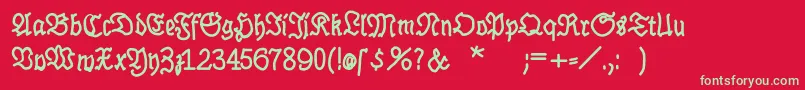 BrokenhandBold Font – Green Fonts on Red Background