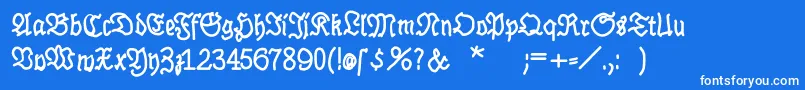 フォントBrokenhandBold – 青い背景に白い文字