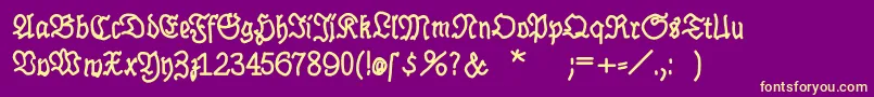 BrokenhandBold Font – Yellow Fonts on Purple Background