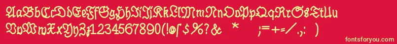 BrokenhandBold Font – Yellow Fonts on Red Background