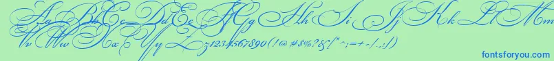 Bickhamscr2-Schriftart – Blaue Schriften auf grünem Hintergrund