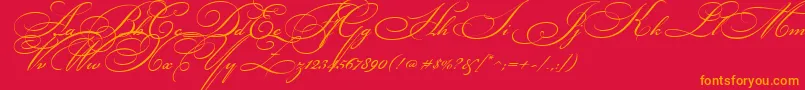 Bickhamscr2 Font – Orange Fonts on Red Background