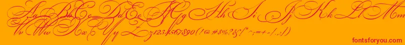 Bickhamscr2-fontti – punaiset fontit oranssilla taustalla