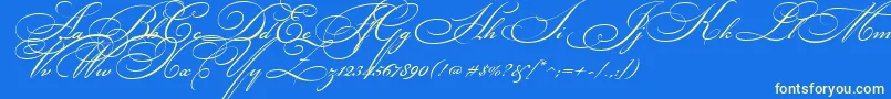 Bickhamscr2-Schriftart – Gelbe Schriften auf blauem Hintergrund