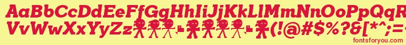 YonkyBlackItalicDemoffp Font – Red Fonts on Yellow Background