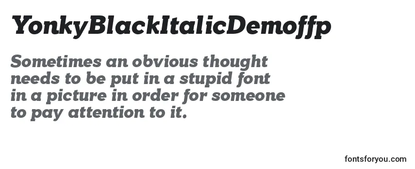 Review of the YonkyBlackItalicDemoffp Font