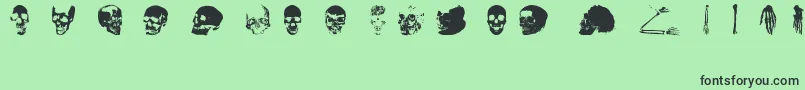 Fonte OldSkullHellron – fontes pretas em um fundo verde